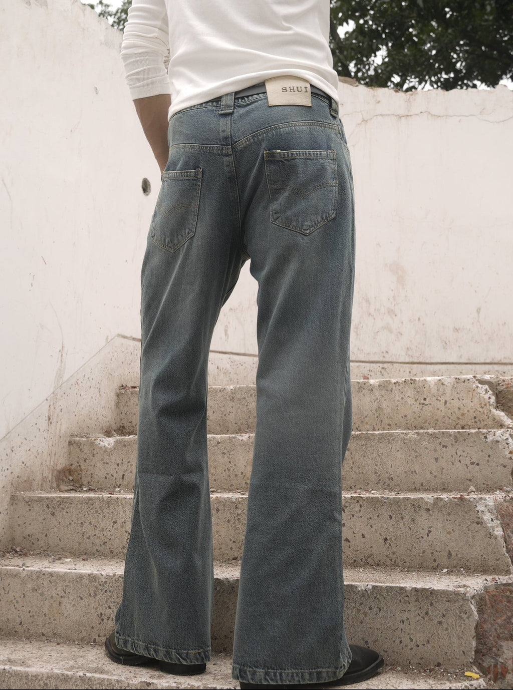 SHUI Vintage Flared Denim Dirty Wash